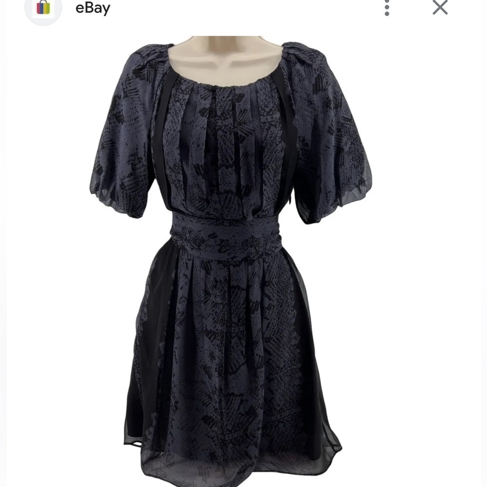 Juicy Couture Silk Snake Print Puff Sleeve Dress Bubble Womens 4